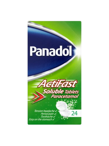 Panadol Paracetamol Pain Relief Tablets 500mg ActiFast Soluble 24s